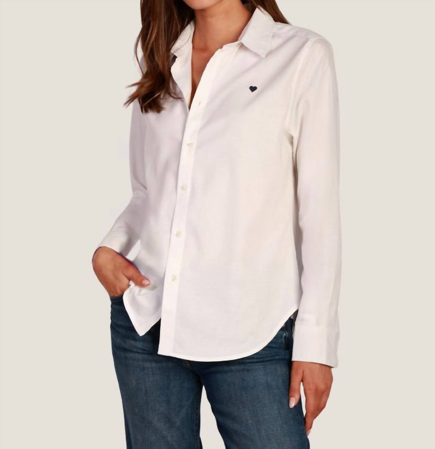 Dylan Oxford Long Sleeve Shirt in white - women's shirt - alternate view