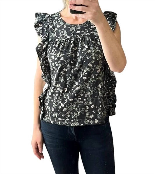 Cece - Floral Ruffle Short Sleeve Blouse