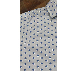 F/X Fusion Men's Short Sleeve Floating Squares Print in blue - men's t-shirt - detail view