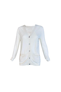 Brazeau Tricot Women's Pima Cotton Cardigan in white - women's cardigan