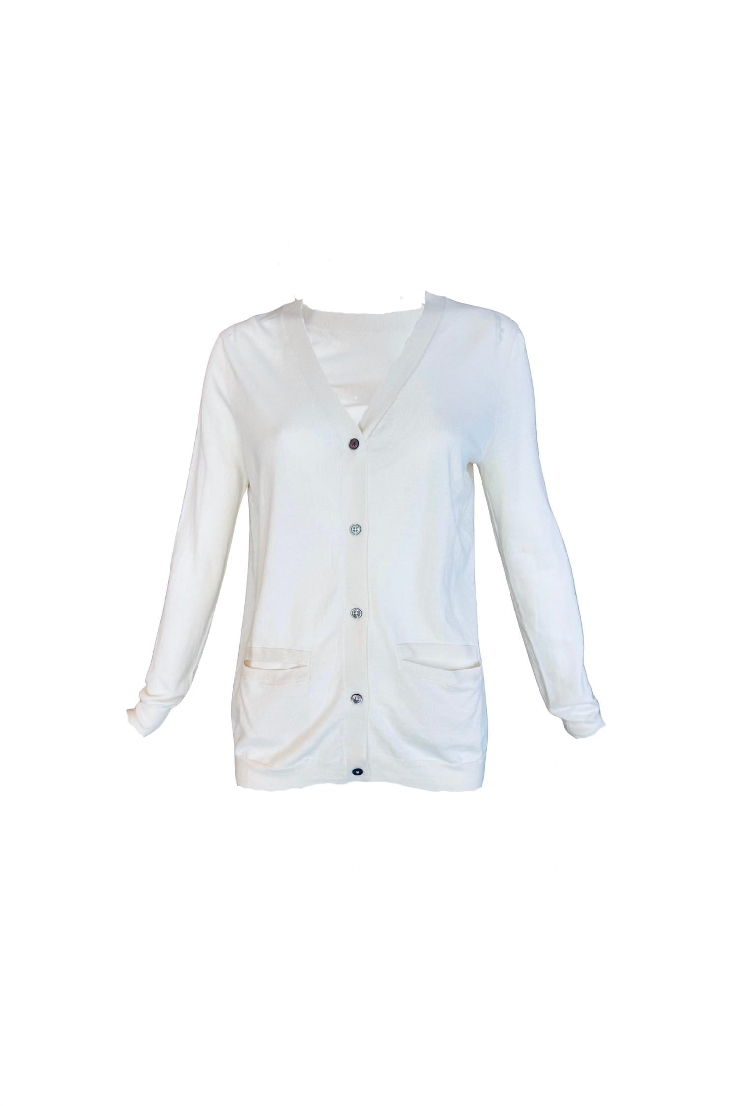 Brazeau Tricot Women's Pima Cotton Cardigan in white - women's cardigan