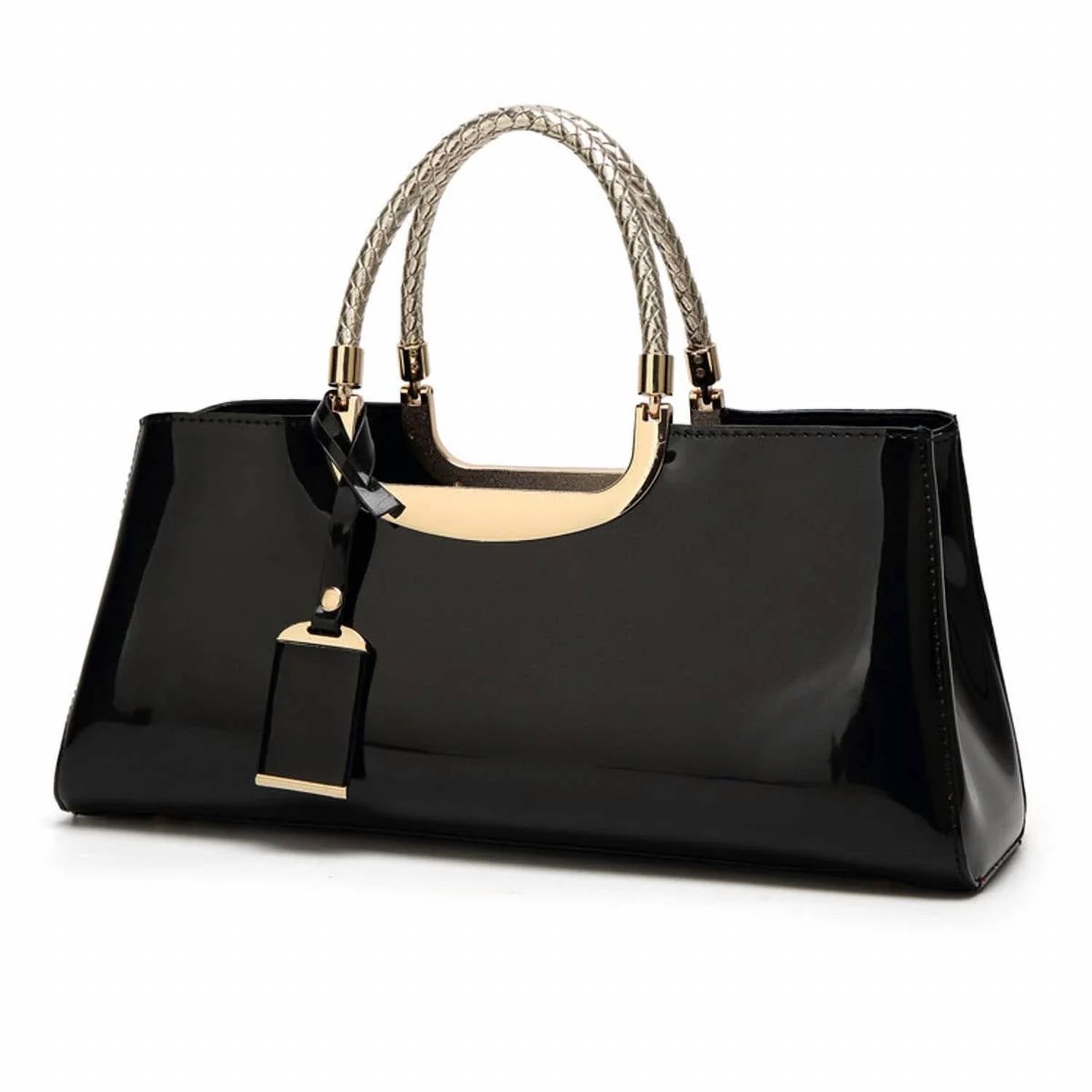 Accity - Women's Glossy Patent Leather Tote