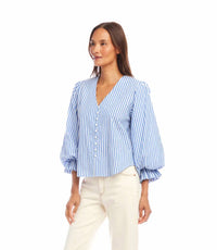 Karen Kane - Starling Stripe Layered Sleeve Shirred Blouse