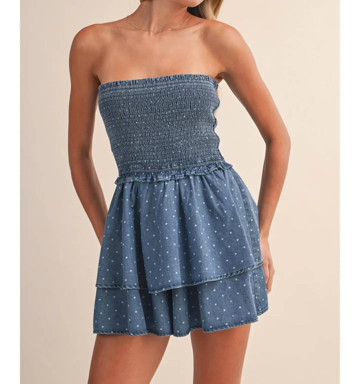 Klesis - Kinsley Polkadot Smocked Ruffled Romper