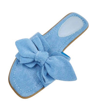 CCOCCI Women's Cassandra Bow Detail Flat Sandal in denim - women's sandal - detail view