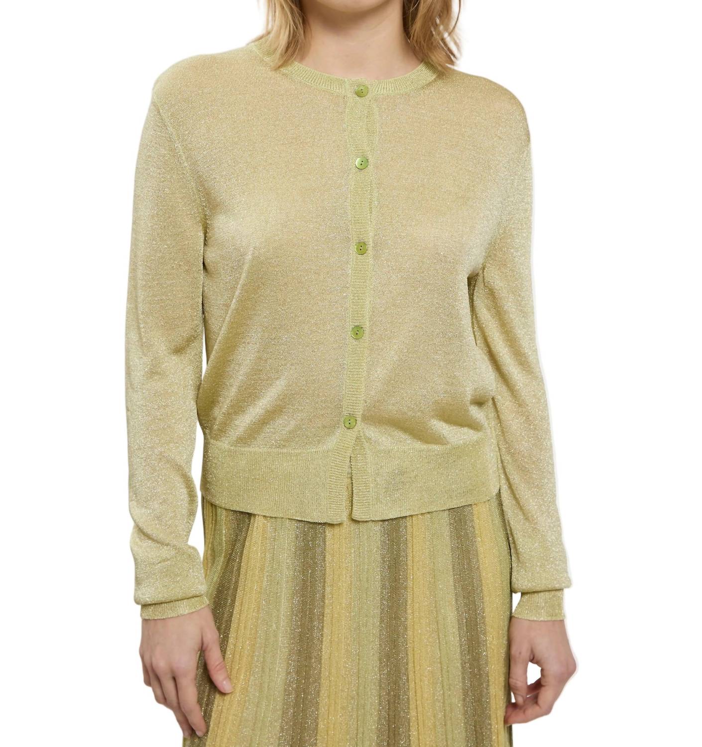 Maison Lurex Women's Gala Lurex Cardigan in lime - women's cardigan