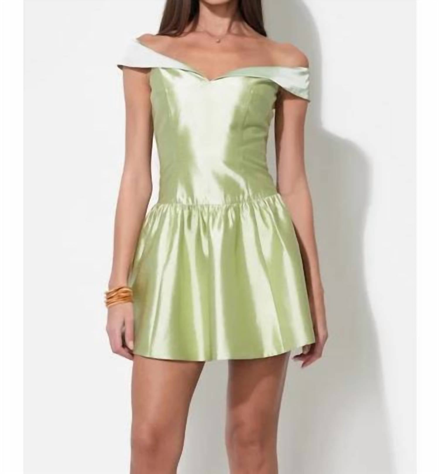 Adelyn Rae - Darcy Off Shoulder Satin Drop Waist Mini Dress
