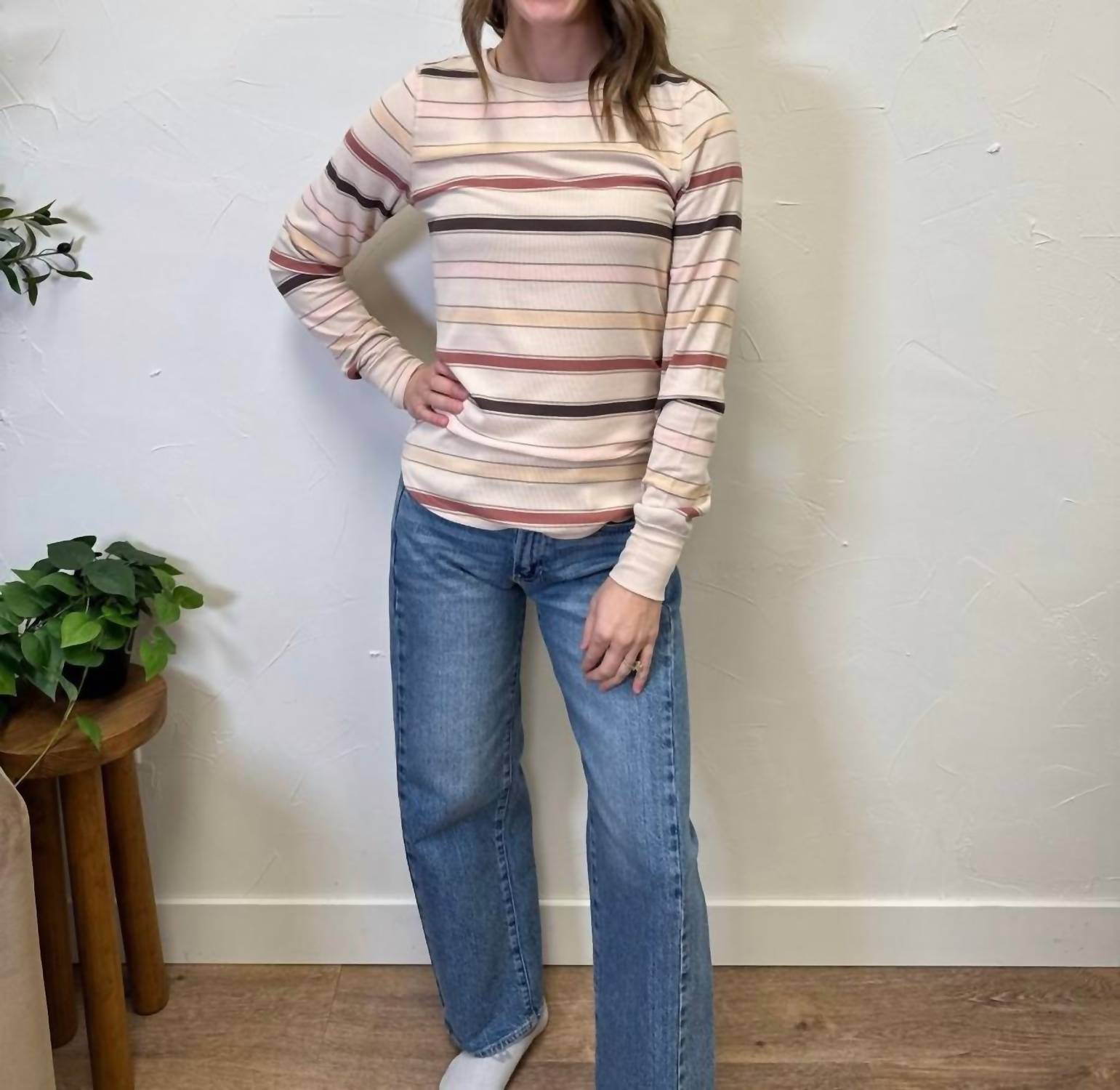 Thread & Supply Stacy Solid Everyday Top in autumn stripe - women's long sleeve top - view 8
