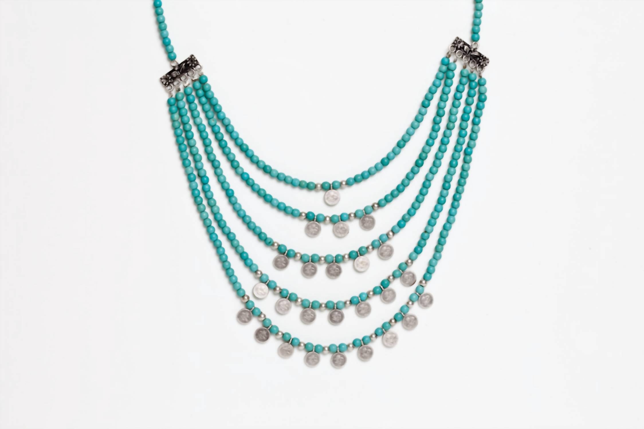 Avenue Chic Tiny coin Beaded Gypsi Necklace in silver - women's jewelry