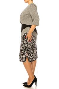 Maya Brooke - Asymmetrical Animal Print Jacket Dress