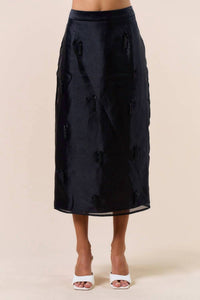 Lalavon - Chiffon Beaded Midi Skirt