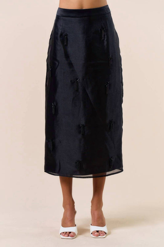 Lalavon - Chiffon Beaded Midi Skirt