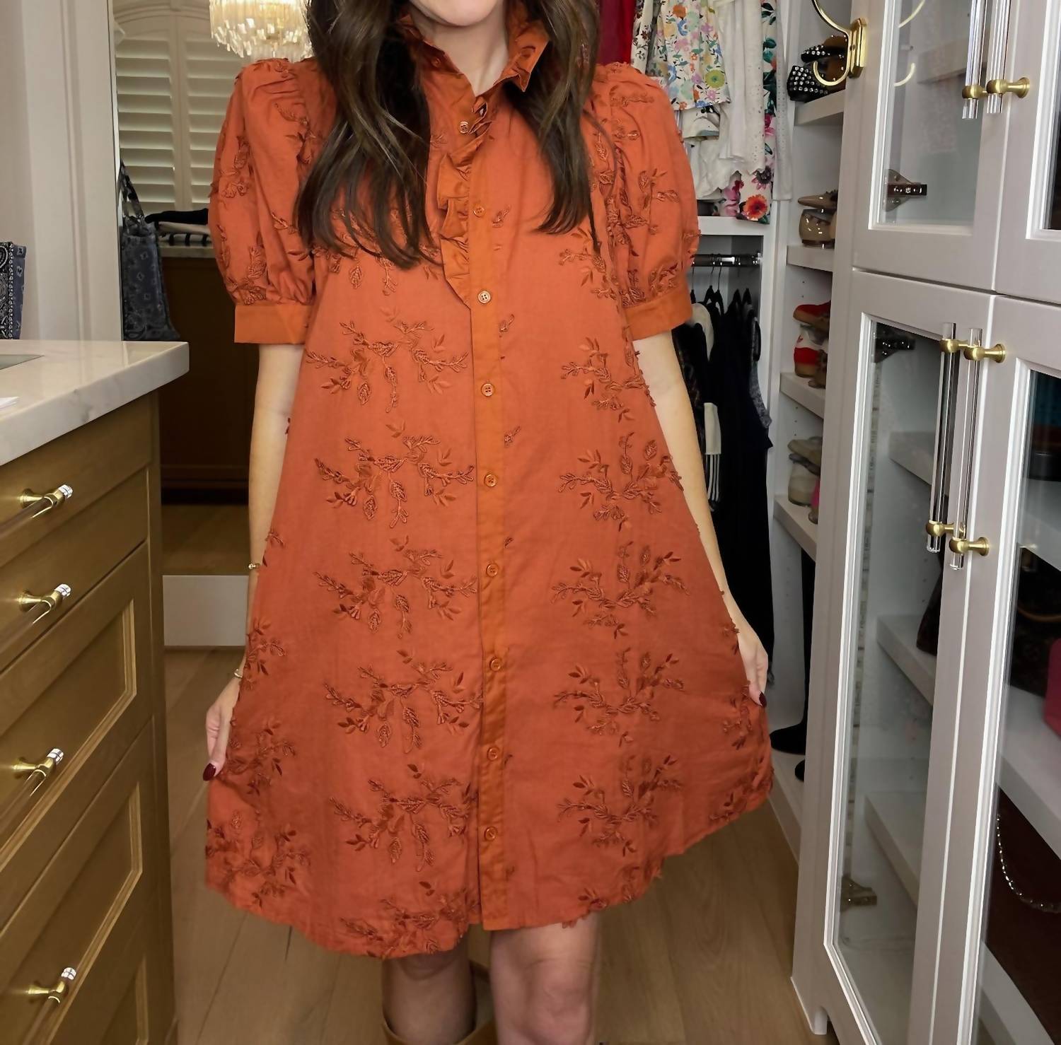 entro Fresh Take Floral Lace Dress in caramel - women's dress