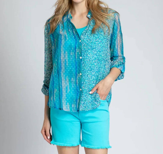 Apny - Roll Sleeve Button Up Top