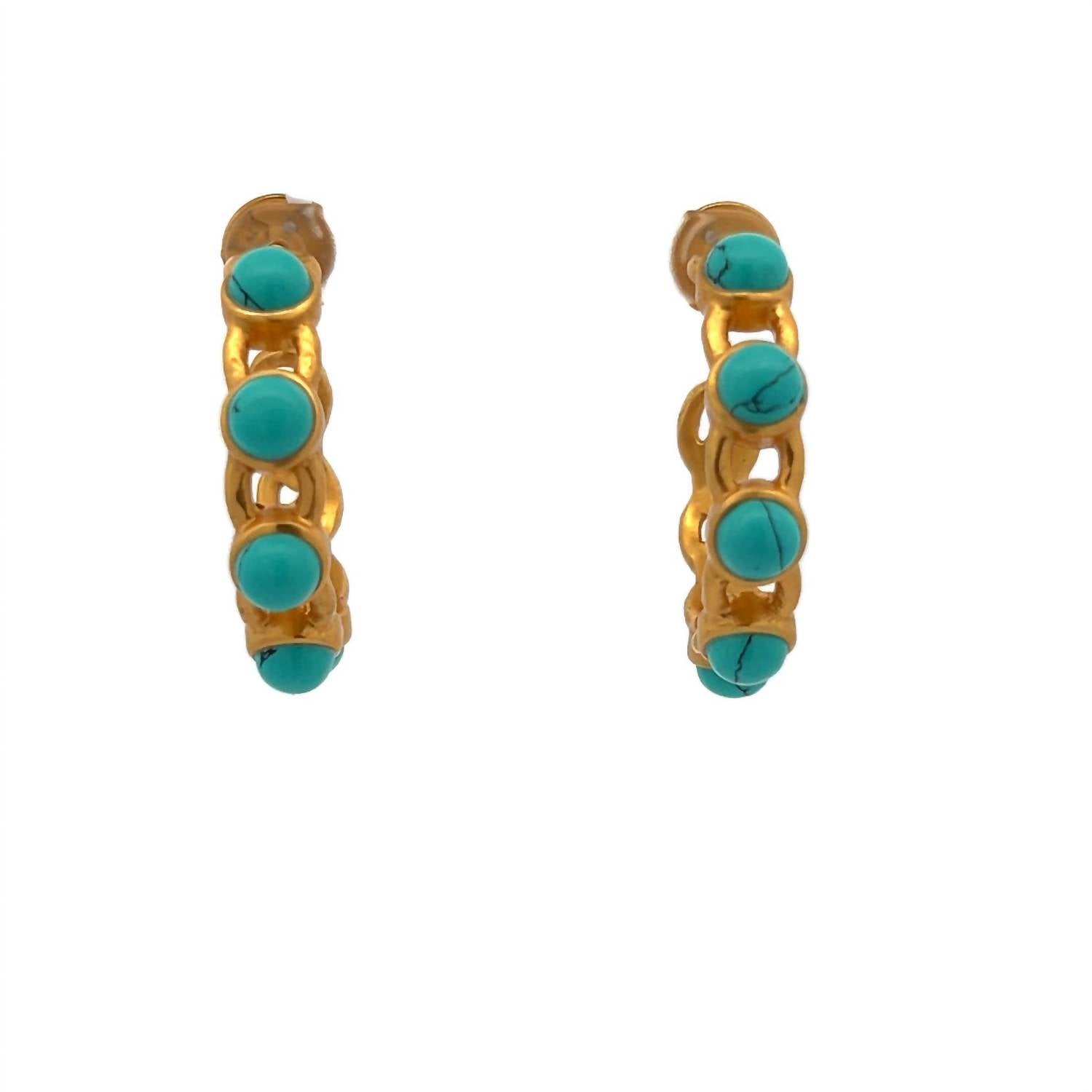Julie Vos Women's Palermo Hoops Earrings in turquoise blue - women's jewelry
