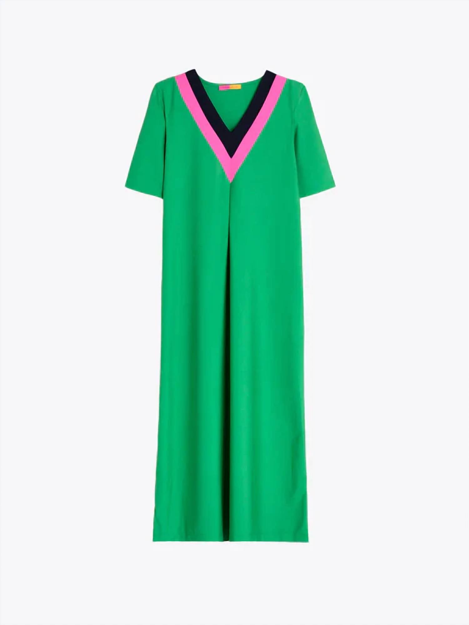 Vilagallo - Contrasting V-neck Long Dress