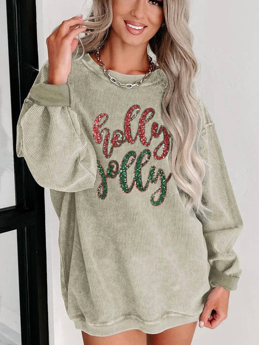 Lovesoft - Holly Jolly Corded Pullover Sweatshirt