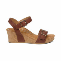 Aetrex Women's Lexa Wedge Sandal in walnut - women's sandal - detail view