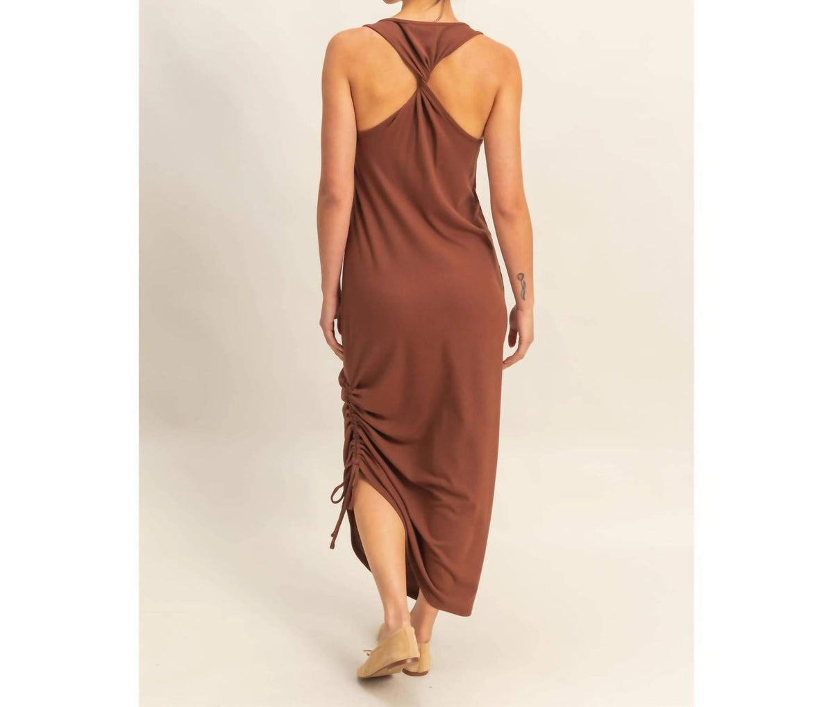 Hyfve - Scoop Neck Side Tie Detail Midi Dress