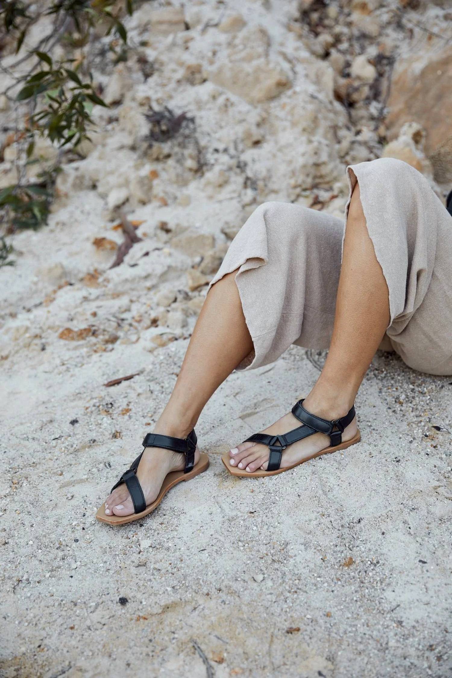 St. Agni Women's Sportsu Sandal in black - women's sandal - detail view