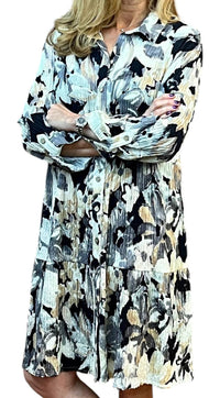 Shana Apparel - Cotton Tier Button Up Collar Dress