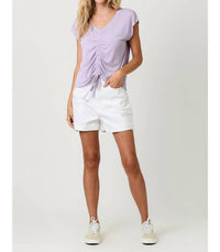 Mystree - Front Ruche Modal Cap Sleeves Top