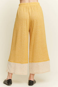 J.Her Washed Elastic Waist Wide Pants in mustard - women's pants - alternate view