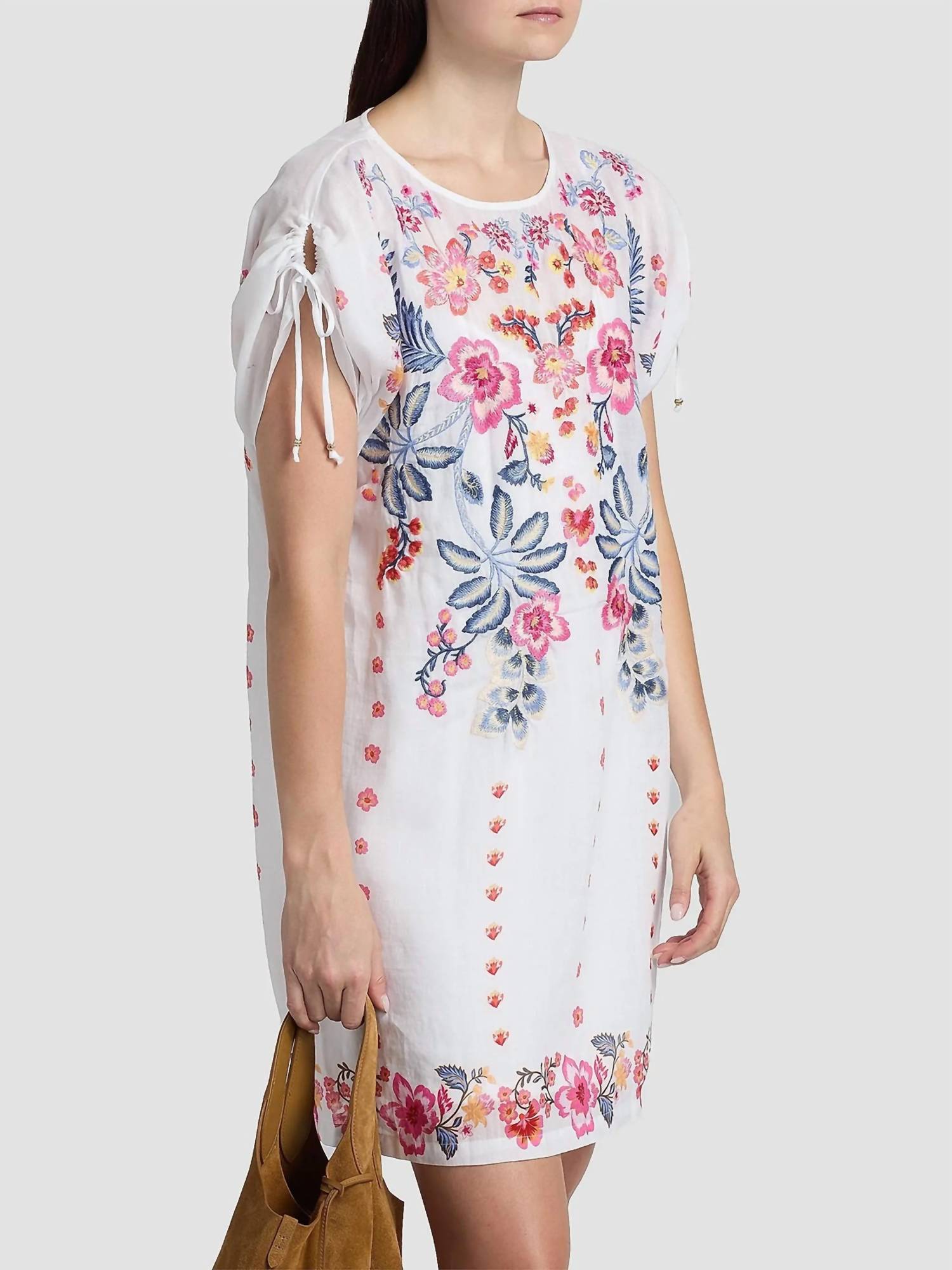 Johnny Was - FLORAL SLIP RUCHED SLEEVE DRESS