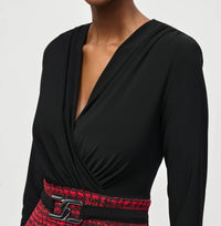 Joseph Ribkoff - Jacquard Knit Plaid Sheath Midi Dress