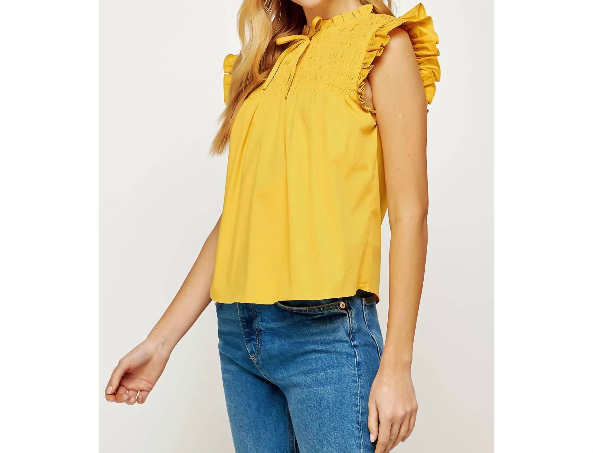 Strut & Bolt - Smocked Ruffled Poplin Sleeveless Top