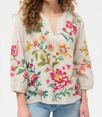 Johnny Was - Split neck linen blouse