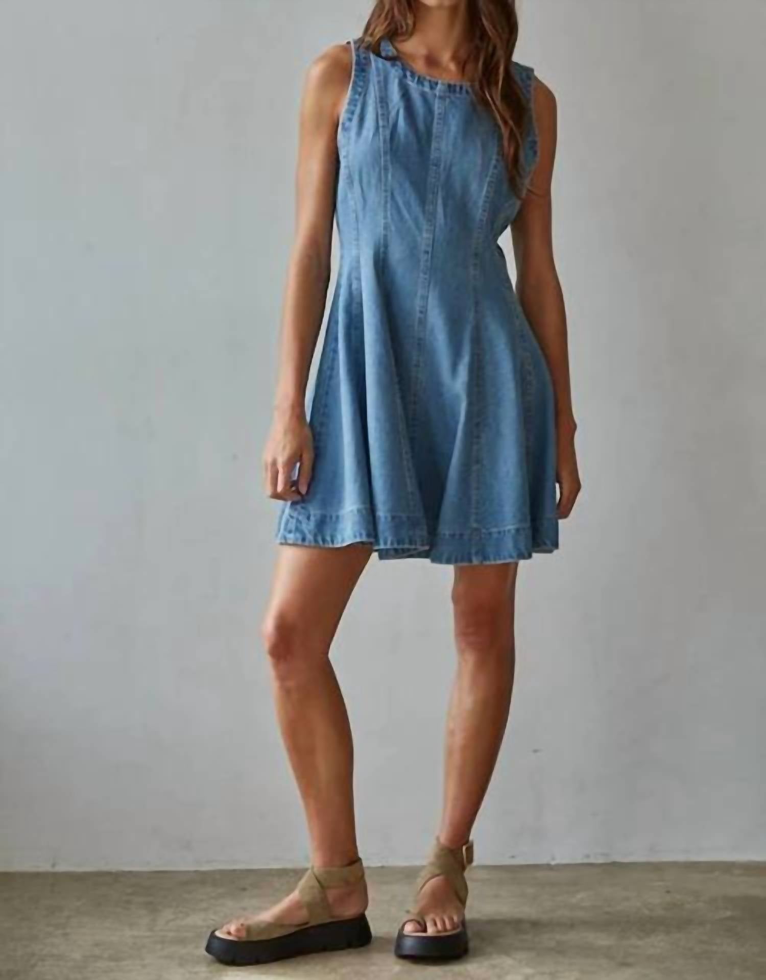 By Together - Ryan Pleated Skirt Denim Dress