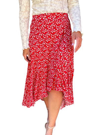 AEMI + CO Berti Floral Wrap Skirt in red - women's skirt - alternate view