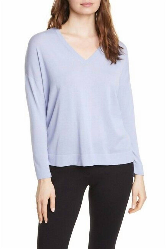 Eileen Fisher - V Neck Long Sleeve Tencel Lightweight Sweater