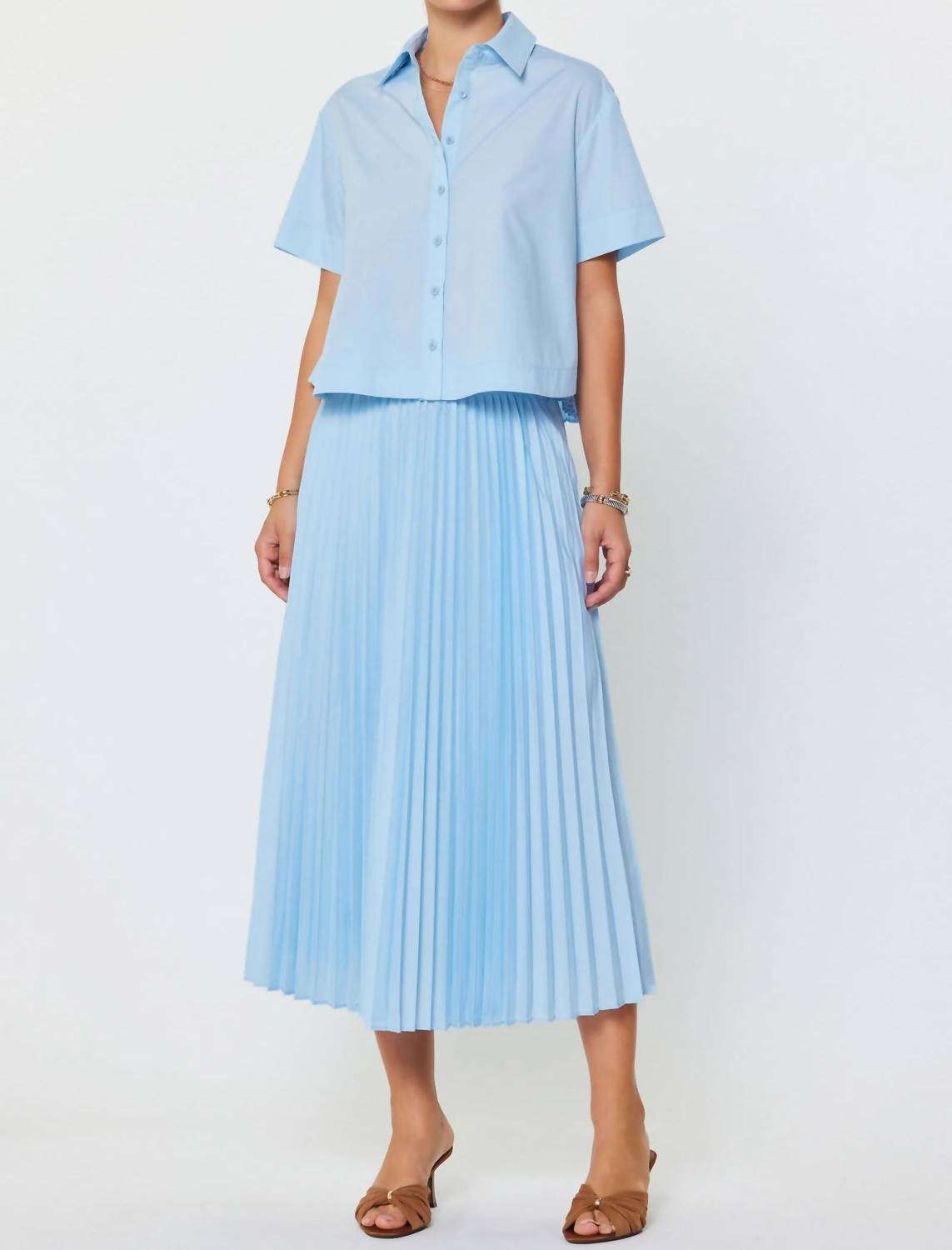 Current Air - Astrid Button Down Pleated Back Blouse