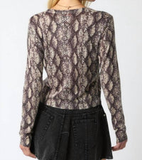 OLIVACEOUS Rhodes Python Knit Cardigan in snake - women's sweater - alternate view