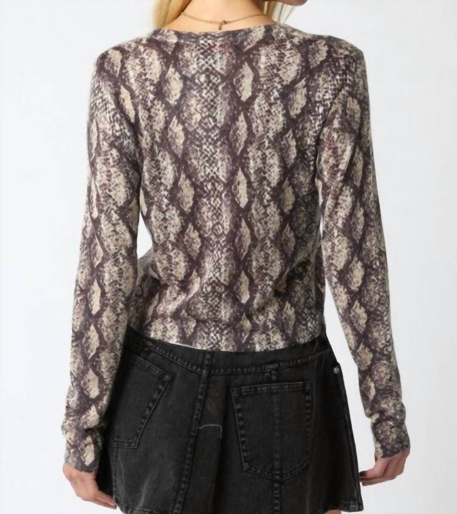 OLIVACEOUS Rhodes Python Knit Cardigan in snake - women's sweater - alternate view