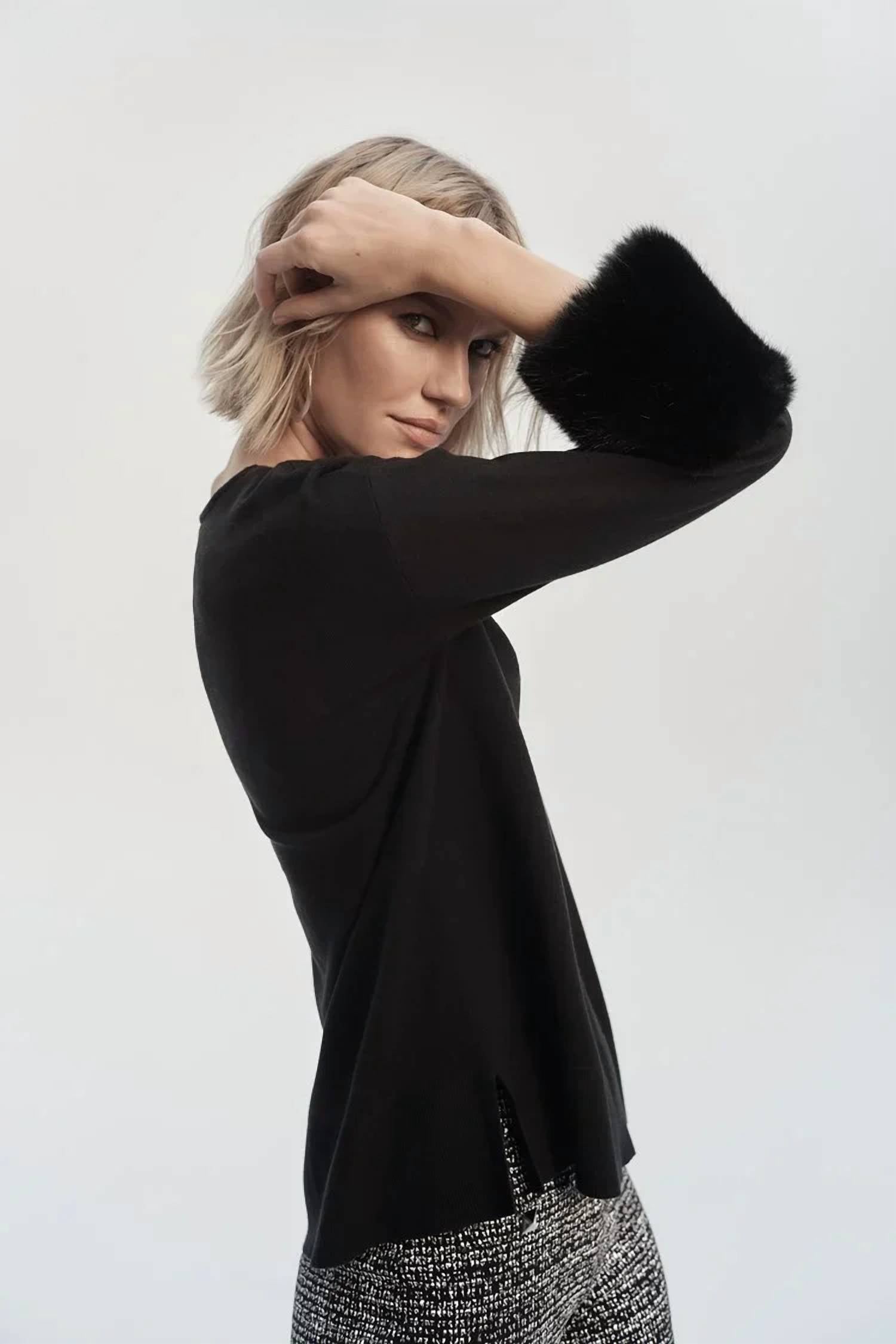 Joseph Ribkoff - Sansa Sweater Knit Faux Fur Cuffs Tunic