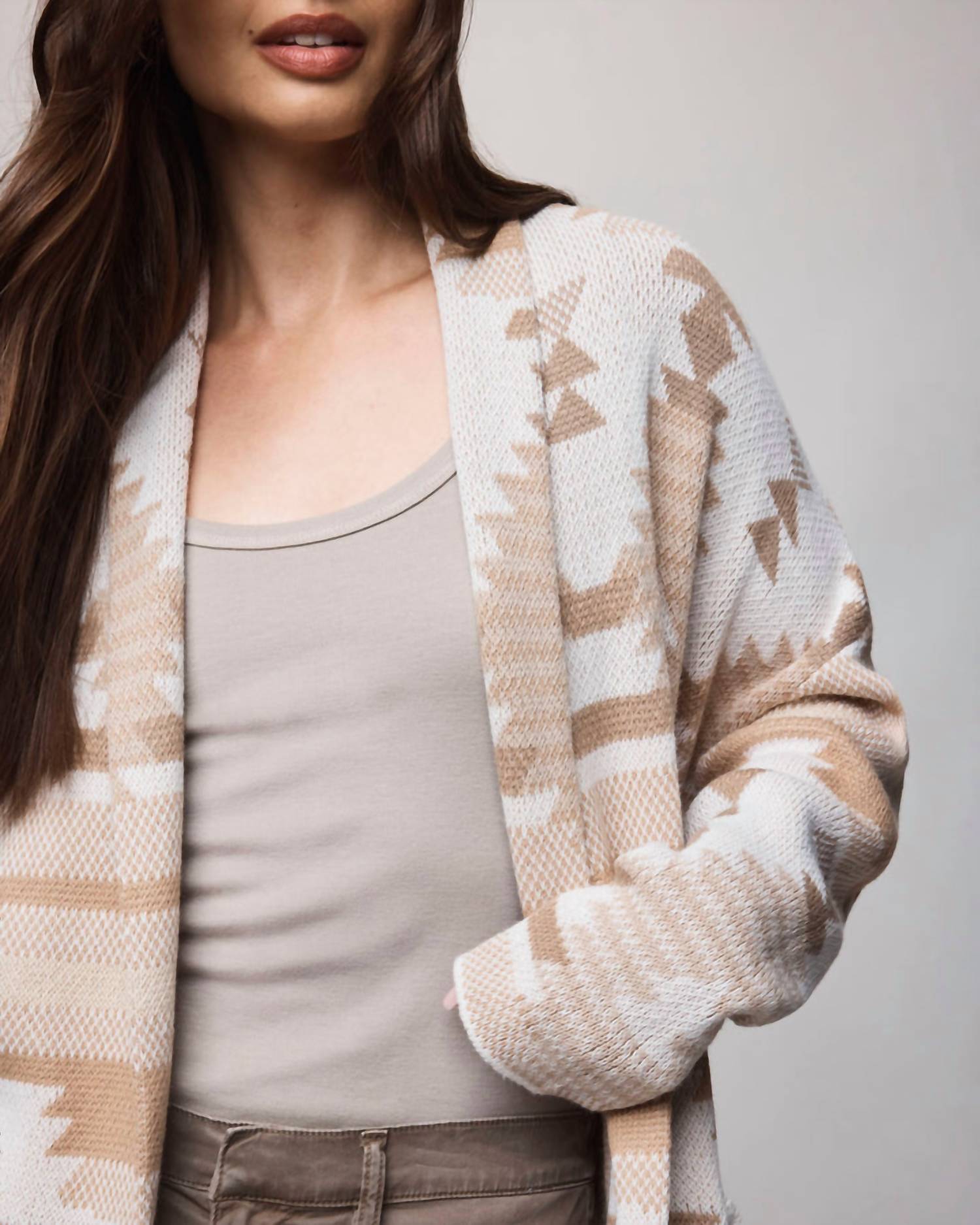 Splendid Cierra Knit Cardigan in burnt orange aztec - women's cardigan - view 4