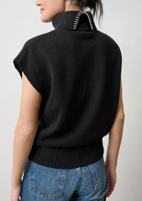 Lilla P Turtleneck Wedge Sweater in black 2 - women's sweater - detail view