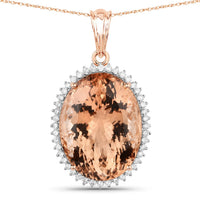 Diana M Jewels Women's Oval Natural Morganite Pendant Necklace (22.01 Ct) - Grand in 14k rose gold - women's jewelry