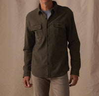 The Normal Brand Comfort Terry Shirt Jacket in olive - men's jacket