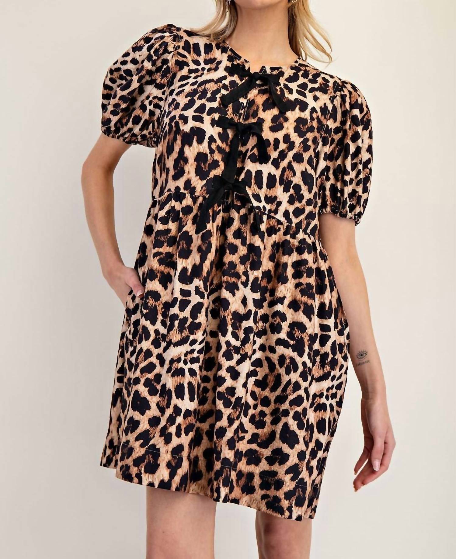 Ee:Some - Ribbon Tie Front Mini Dress