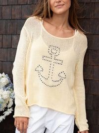 Wooden Ships - Stitched Anchor Cotton Crew Sweater
