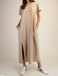 Easel - Mineral Washed Terry Midi Dress