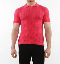 Postmarc - Textured Chevron 3-button Cotton Knitted Polo