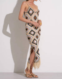 Elan - Aleki Crochet Fringe Maxi Dress