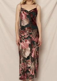 En Creme - Cowl Neck Floral Print Midi Dress