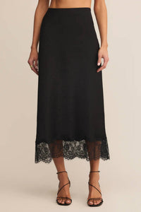Z Supply Cinder Lace Trim Maxi Skirt in black - women's skirt