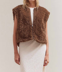 Nyland Seraphina Faux Fur Zip Up Vest in brown - women's jacket